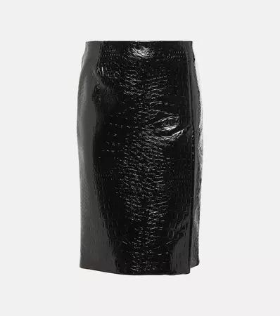 Melinda Croc Effect Faux Leather Midi Skirt in Black - Sportmax | Mytheresa