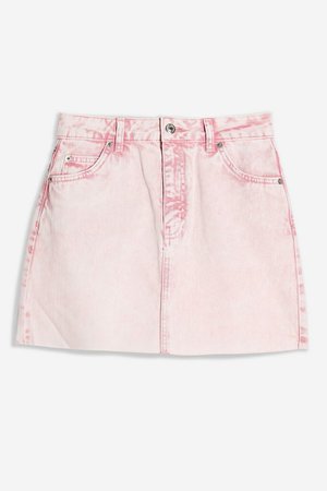 PETITE Pink Acid Wash Denim Skirt | Topshop Pink