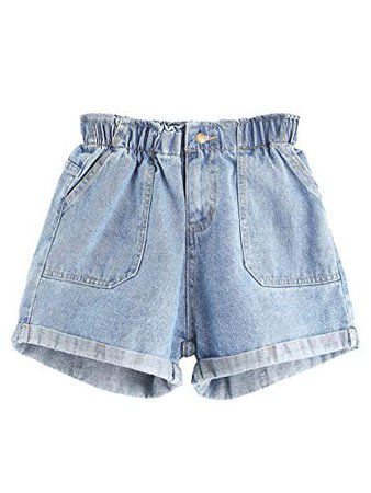 Milumia Women's Casual High Waisted Hemming Denim Jean Shorts Pockets at Amazon Women’s Clothing store: