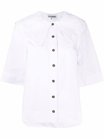 GANNI ruffled button-up blouse - FARFETCH
