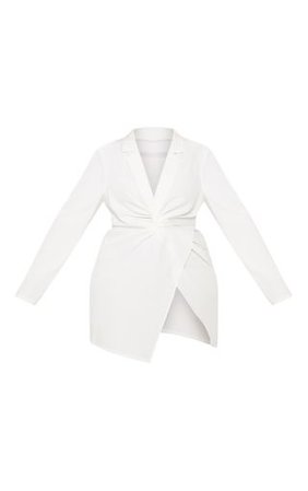 Plus White Twist Front Shirt Dress | PrettyLittleThing