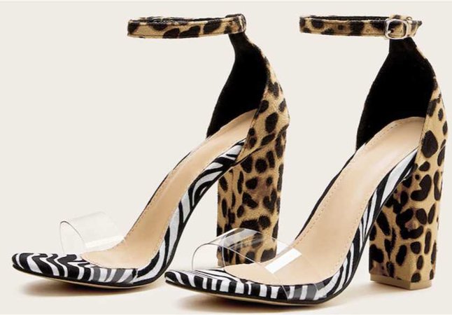 shein mixed animal print heels