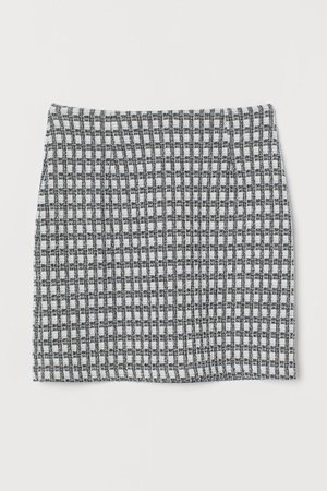 Jacquard-knit Skirt - White/black plaid - Ladies | H&M US