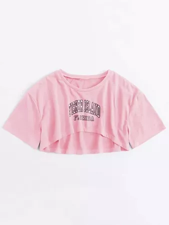 Drop Shoulder Letter Graphic Tee | SHEIN USA pink