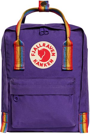 Amazon.com: Fjallraven, Kanken Mini Classic Backpack for Everyday, Purple/Rainbow Pattern: Clothing