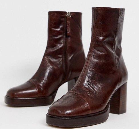 asos brown red faux leather boots