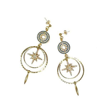 Fashiontage - Gold Plated Star Drop Earring