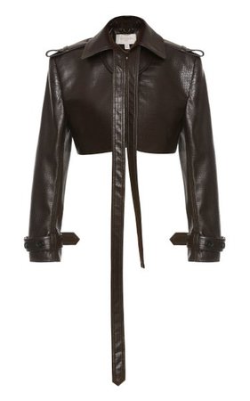 Cropped Croc-Effect Eco-Leather Jacket By Matériel | Moda Operandi
