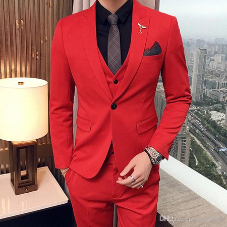 Three Piece Red Evening Party Men Suits 2018 Peaked Lapel Trim Fit Custom Made Wedding Tuxedos Jacket + Pants + Vest Slim Fit Suit White Dinner Jacket From Wangli063, $74.18| DHgate.Com