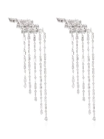 Suzanne Kalan 18kt White Gold Fireworks Diamond Fringe Drop Earrings | Farfetch.com
