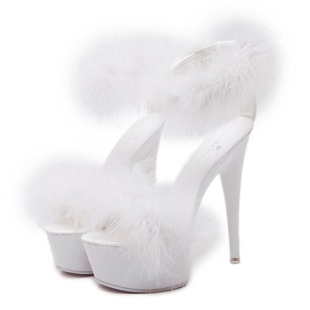 white fur heels - Google Search
