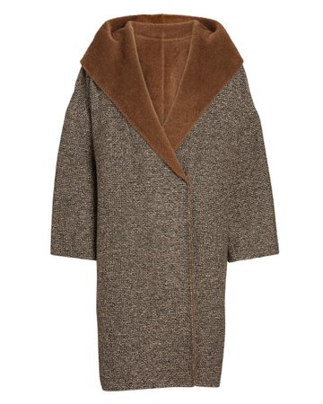 Max Mara Erba Hooded Tweed Coat | INTERMIX®