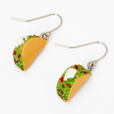 Silver 1'' Taco Drop Earrings | Claire's