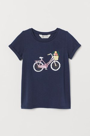Appliquéd Top - Dark blue/bicycle - Kids | H&M US