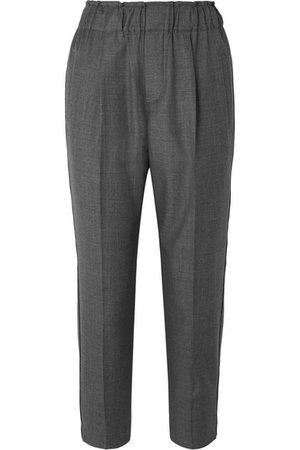 Brunello Cucinelli | Cropped bead-embellished wool tapered pants | NET-A-PORTER.COM