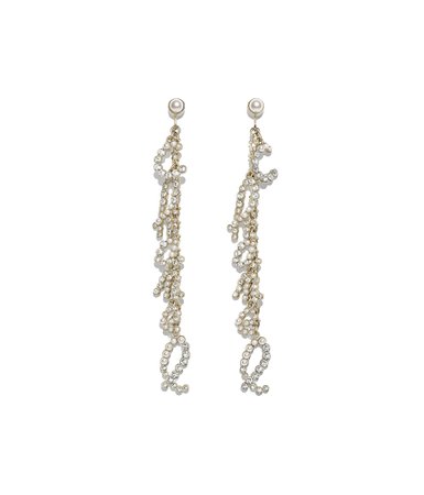 Clip-On Earrings, metal, glass pearls & diamantés, gold & crystal - CHANEL