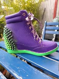 Maleficent Purple Green Boots, Graffiti Style, Spiked Ankle Boots, Descendants Mal Shoes, Vegan Shoes, Biker Boots, Heeled Boots, Customized - Google Search