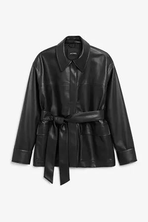 Faux leather jacket - Black - Jackets - Monki WW