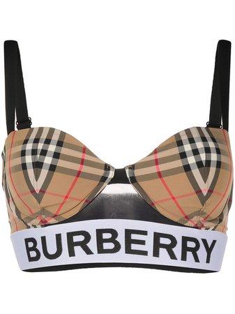 Burberry Vintage Check logo-tape Bikini Top - Farfetch