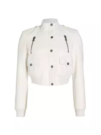 Shop Alice + Olivia Ria Shrunken Vegan Leather Moto Jacket | Saks Fifth Avenue