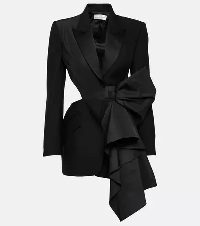 Bow Detail Cutout Wool Tuxedo Jacket in Black - Alexander Mc Queen | Mytheresa