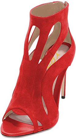 Amazon.com | YDN Women Sexy Peep Toe Cutout Sandals High Heels Dressy Party Prom Zips Shoes | Heeled Sandals