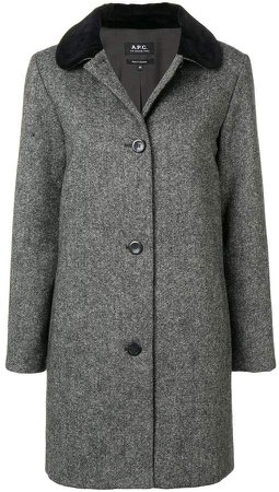 contrast collar single breasted coat