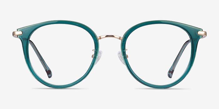 Hollie - Round Teal Frame Glasses For Women
