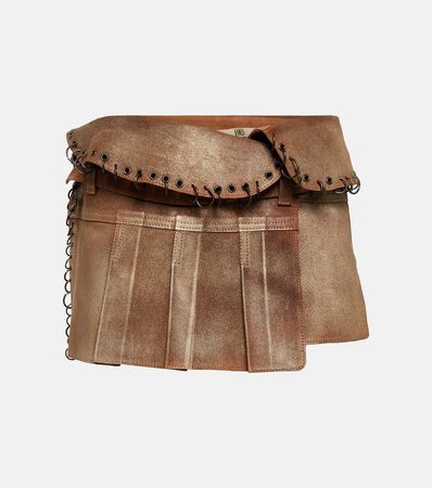 Leather Miniskirt in Brown - KNWLS | Mytheresa