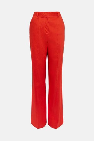 Italian Premium Stretch Linen Wide Trousers | Karen Millen
