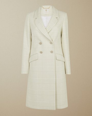 Double breasted checked coat - Natural | Jackets & Coats | Ted Baker