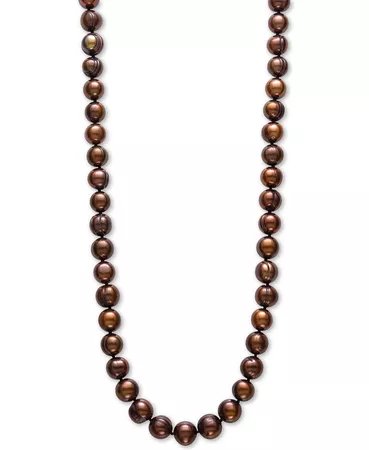 Macy's Dyed Chocolate Cultured Freshwater Pearl (9-1/2mm) 18" Collar Necklace