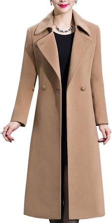 Amazon.com: Aprsfn Women's Elegant Solid Color Mid-Length Thicken Warm Wool Blend Coat : Clothing, Shoes & Jewelry