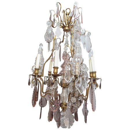 19th Century French Bronze and Crystal Chandelier For Sale at 1stDibs