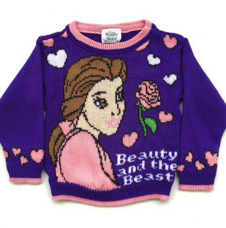 Vintage 90’s Youth Beauty And The Beast Knit Sweater Size Small 2T Disney Movies | eBay