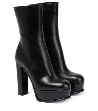 Alexander McQueen - Leather platform ankle boots | Mytheresa