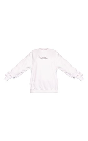 White Fresh Air Print Sweatshirt | PrettyLittleThing USA
