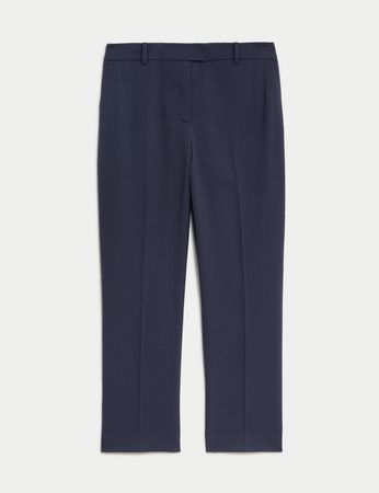 Wool Rich Straight Leg Cropped Trousers | JAEGER | M&S