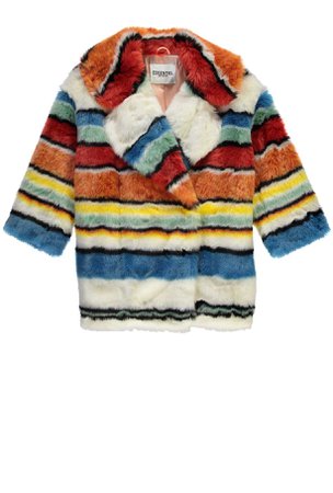 Colorful striped faux fur coat - Essentiel Antwerp - French website
