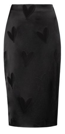 slim-fit pencil skirt with tonal heart motifs