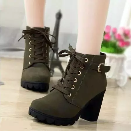 Boots for Women Clearance Deals! Verugu Western Cowboy Chunky Heel Ankle Booties Ankle Boots for Women, Women Boots Retro Thick Heel High Heel Shoes Boots Plus Size Lace Up Boots Green 35 - Walmart.com
