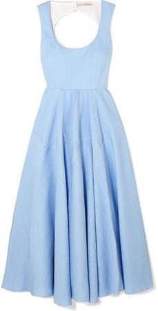 Amal Open-back Cotton-blend Cloqué Maxi Dress - Blue