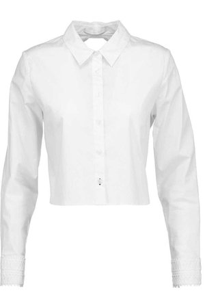JONATHAN SIMKHAI Cropped cutout stretch cotton-poplin shirt