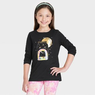 Girls' 'adventure' Long Sleeve T-shirt - Cat & Jack™ Black : Target