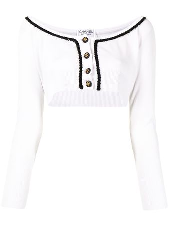 Chanel Pre-Owned 1990s CC-buttons Cropped Knitted Top - Farfetch