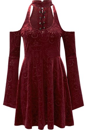 Vela Burnout Velvet Dress [WINE] | KILLSTAR - US Store