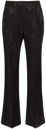 floral jacquard flared trousers