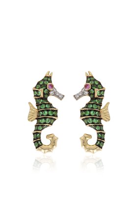 Seahorse 18k Gold Multi-Stone Earrings By Yvonne Leon | Moda Operandi
