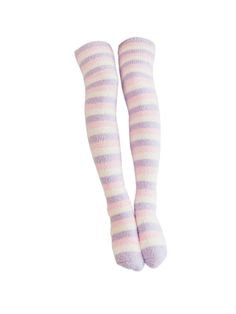 amazon over the knee striped fuzzy pastel socks