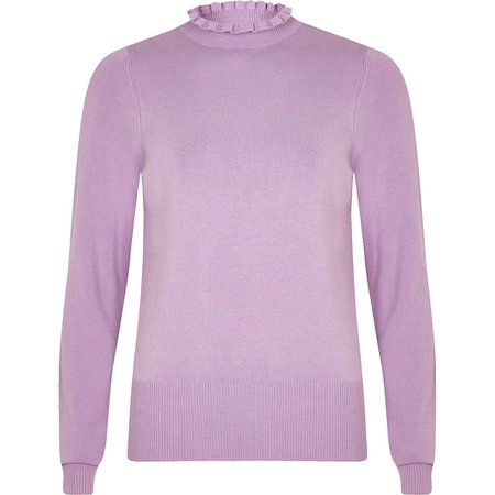 Purple frill high neck long sleeve turtleneck - Sweaters - Knitwear - women
